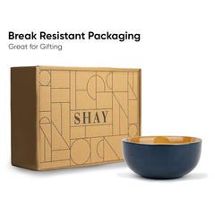 Ceramic Bowl Set Of 4 Pieces For Snacks - 330ml Each, Midnight Blue | Maggie Bowl, Noodle Bowl With Glossy Finish - Premium Stoneware | Microwave Safe & Dishwasher Safe