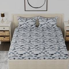 210 TC Premium King Size Bed Sheet Cotton With 2 Pillow Covers | 108 X 108 Inches, Grey | Naturally Soft, Breathable, & Skin Friendly