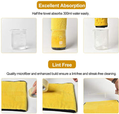 Auto Hub Heavy Microfiber Cloth For Car Cleaning & Detailing, Double Sided, Extra Thick Plush Microfiber Towel Lint-Free 800 Gsm | Pack Of 3 (Yellow)
