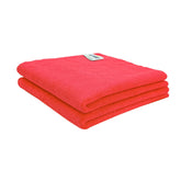 Softspun Microfiber Cleaning Cloths Towel Set 340 Gsm | Highly Absorbent Lint And Streak Free Multi-Purpose Wash Cloth For Kitchen, Car, Stainless (2 Pcs)- Red