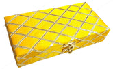 Decorative & Attractive Box Cash Box, Shagun Box, Jewellery Box, Money Box Envelop Wedding, Gift Box, Bangel Box Patola Design, Random Colour - Yellow, Material - Wooden