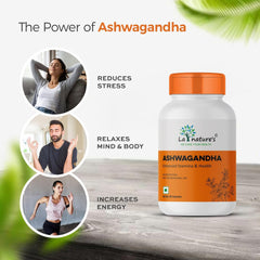 La Nature's We Care Your Health 500mg Ashwagandha Capsules Reduce Stress, Improve Sleep, Improve Memory & Boost Immunity | 60 Veg Capsules 100gm 0.2lbs