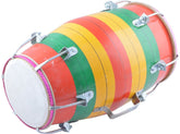 Screw Type Wooden Baby Dholak - Multicolor | Perfectly Symmetric Round Dholak - Dholak For Festival, Wedding, Satsang | Very Easy To Tune