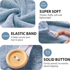Fezora Hair Towel Wrap For Women-Quick Drying Microfiber Towel For Hair With Elastic Loop For Tying-Super Absorbent Head Towels Wrap For Ladies Hair Turban (Sky Blue)