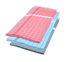 Sathiyas Bath Non-Terry Cotton Towel 550 Gsm | Ultra Absorbent Super Soft & Comfortable-Quick Drying Towel (Red, Blue & Green) - 3 Piece
