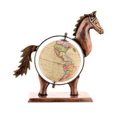 Home & Office Decorative Horse Globe Metal Table Top Showpiece Globe, Home Decor, Living Room, Bedroom, Showcase, Office Desk, & Gifting, Pack Of 1