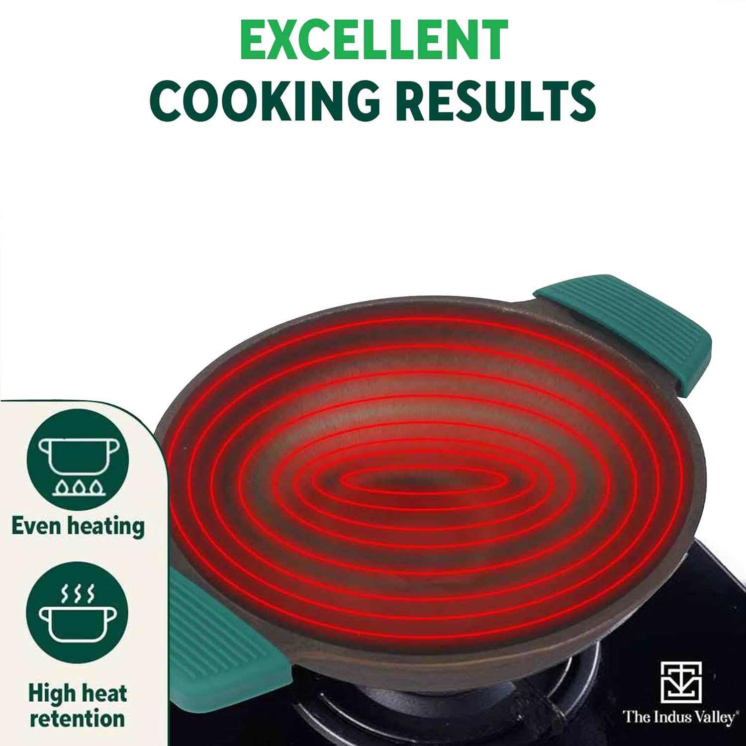 Super Smooth Black Cast Iron Kadai For Deep Frying With Silicon Grip - Medium, 25.4cm, 10 Inch, 2.5 Liters, 2.4 Kg | Naturally Nonstick, 100% Pure & Toxin-Free, No Chemical Coating Super Smooth Black Cast Iron Kadai For Deep Frying With Silicon Grip - Medium, 25.4cm, 10 Inch, 2.5 Liters, 2.4 Kg | Naturally Nonstick, 100% Pure & Toxin-Free, No Chemical Coating