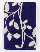 Bombay Dyeing Gama 450 Gsm | 100% Cotton Large Size Bath Towel Collection (Gama Large Floral) - Blue & White