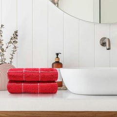 Trident 100% Cotton Luxury Hand Towels 400 Gsm | Super Soft, Easy Care- Everyday, Swim, Pool, Yoga, Travel- Sweet Red (Pack Of 2)