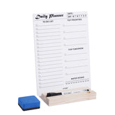 To Do List Planner, Acrylic Daily Planner Dry Erase Board, With Wooden Base, 1 Marker & Duster