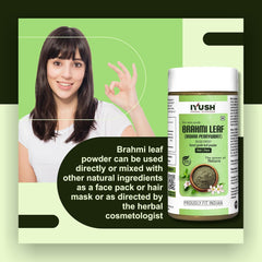 Iyush Herbal Ayurveda Brahmi Powder Bacopa Monnieri Powder Brahmi Powder For Hair Growth Organic Powder, Hair Volume, Hair Volumizing | 100gm 0.2lbs