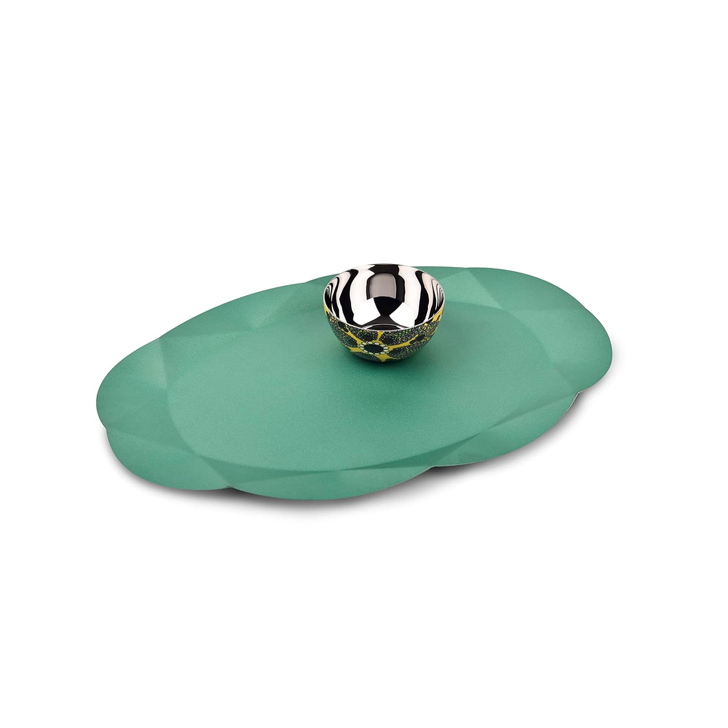 Modern Chip & Dip Platter With Dip Bowl - Masaai Series | Multipurpose Serving Bowl - Premium Gift Collection | Serve Ware & Tableware - Green Stainless Steel Modern Chip & Dip Platter With Dip Bowl - Masaai Series | Multipurpose Serving Bowl - Premium Gift Collection | Serve Ware & Tableware - Green Stainless Steel