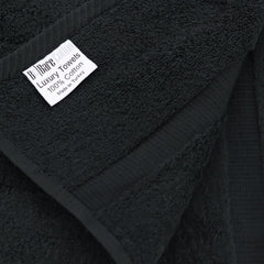 Bare Cotton Luxury 100% Turkish Cotton Towel 700 Gsm | Hotel & Spa Quality Collection Highly Absorbent, Quick Dry Eco Friendly For Bathroom Dobby Border Soft Towel Set Of 4 (Black)