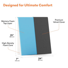 Wedge Pillow Memory Foam For Back Support, Velvet Dark Grey, Large Size - 7 Inch | Wedge Cushion, Acid Reflux, Snoring, Gerd, Leg Elevation, Pregnancy | Multipurpose Bed Wedge Pillow