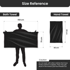 Bathriene 100% Bamboo Bath Towels 600 Gsm Large Size | Luxury Bath Towel Highly Absorbent, Super Soft, Quick Dry & Skin Friendly (Midnight Grey)