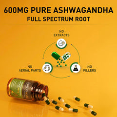Koshaveda Ashwagandha Af-43™ 600mg Capsules, For Sound Sleep, Strength & Recovery, Promoting Stress Relief, Energy Boost | 30 Capsules 50gm 0.1lbs