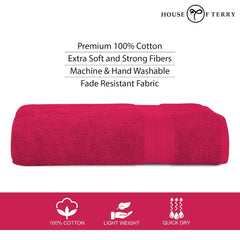 House Of Terry 100% Cotton Bath Towel 500 Gsm | Quick Dry, Soft & Absorbent, Fade-Resistant, Skin-Friendly, For Men & Women Towel (Paradise Pink)
