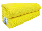 Softspun Microfiber Cleaning Cloths Towel Set 340 Gsm | Highly Absorbent Lint And Streak Free Multi-Purpose Wash Cloth For Kitchen, Car, Stainless (2 Pcs)- Yellow
