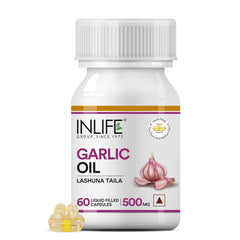 Inlife Garlic Oil Supplement 500mg, Natural Source Of Vitamins, Minerals & Antioxidants, Maintaining Overall Health | 60 Capsules 100gm 0.2lbs