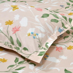 Queen Size Bed For Elastic Fitted Bedsheet With 2 Pillow Covers | 50 X 78 X 10 Inches, Blush & Green | Softness, Durability & Comfort | Perfect For Everyday Use