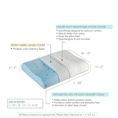 Orthopedic Cervical Pillow, Cooling Gel Memory Foam Pillow, White, King Size - 23 L X 12 W X 4 H Inch | For Neck, Shoulder Pain Relief | Contour Bed Pillow For Sleeping, Pillow Cover