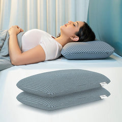 Ergonomic Memory Foam Pillow For Neck Pain Relief - 21 X 14 X 4.5 Inch | Orthopedic Pillow For Side, Back Sleeping | For Head Pain Relief, Washable Midnight Blue Cover - Pack Of 2