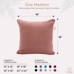 Microfiber Square Soft Pillow Cushion For Sofa & Bed, Peach - 18 X 18 Inch | Fluffy Pillow For Comfort & Back Support | Breathable, Washable | Premium Velvet Cover With Zip - Pack Of 5