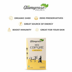 Natural Premium Desi Cow Ghee By Glamycose | High In Protein Fiber Healthy Desi Ghee For Sweets | 2 Litre (1 Litr * 2) 67.6 Ounce | Box Pack