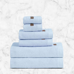 Spread Spain Bamboo Towel Bath, Hand & Face Towel 1950 Gsm | High Absorbent Super Soft | Hotel Spa Decorative Bathroom Towels | Light Blue (Set Of 6)