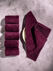 Damensch 100% Cotton Face Towel 900 Gsm | Super Soft Gym For Workout, Ultra Absorbent Towel Quick Dry Face Towel - Midday Maroon (Pack Of 6)