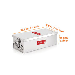 Stainless Steel Jewellery Box Organisers For Women | Cash Box For Home & Shop Counter With Locking System & Glossy Finish, Large