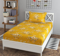 1 Single Bedsheet With 1 Pillow Cover - 60 X 90 Inches, Yellow | Smooth, Breathable, Fade Resistant | Lightweight, Skin Friendly, Soft Fabric Suitable For Warmer Seasons