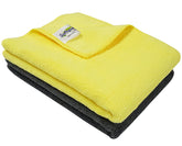 Softspun Microfiber Cleaning Cloths Towel Set 340 Gsm | Highly Absorbent Lint And Streak Free Multi-Purpose Wash Cloth For Kitchen, Car, Stainless (2 Pcs)- Yellow & Grey