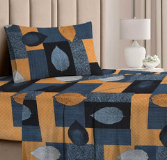100% Cotton Single Bedsheets With 1 King Size Pillow Cover | 60 X 90 Inches, Multicolor - Super Soft Premium Brushed Glace Cotton Bedsheet, Breathable & Wrinkle Free