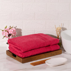 Kopa By Bianca 100% Cotton Soft Terry Towel Bath Towel L D`Ross 900 Gsm | Super Absorbent, Lightweight, Odour Free Bath Towel (Red) - 2 Pcs