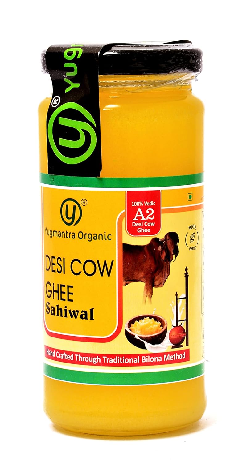 Premium Desi Sahiwal Cow Ghee By Yugmantra Organic Foods | Healthy & Delicious Desi Ghee For Daily Pooja & Daily Kitchen Dishes | (250ml) 8.4 | Jar Pack Premium Desi Sahiwal Cow Ghee By Yugmantra Organic Foods | Healthy & Delicious Desi Ghee For Daily Pooja & Daily Kitchen Dishes | (250ml) 8.4 | Jar Pack