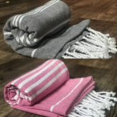 Rosslyn Bath/Beach Towel 700 Gsm | Ultra Soft, Absorbent & Quick Dry Bath Towel (Pink & Grey) - 2 Pcs