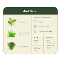McLeod Russel 1869 Mint Green Tea - 100gm, 3.5 Ounce, 40+ Cups | Refreshing Digestive Drink - Long Leaf Green Tea | Low Caffeine, Post-Meal Cup Iced Tea
