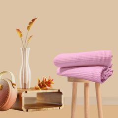 Enchant Home Pure Cotton Waffle Towel 400 Gsm | Lightweight Anti-Microbial & Water Absorbent Soft Touch Quick Drying Bath Towel | Pink