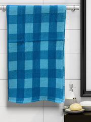 Athom Living Premium Cotton Light Weight Quick-Dry High Absorbent Cotton Bath Towel 250 Gsm, S (Blue Checks)