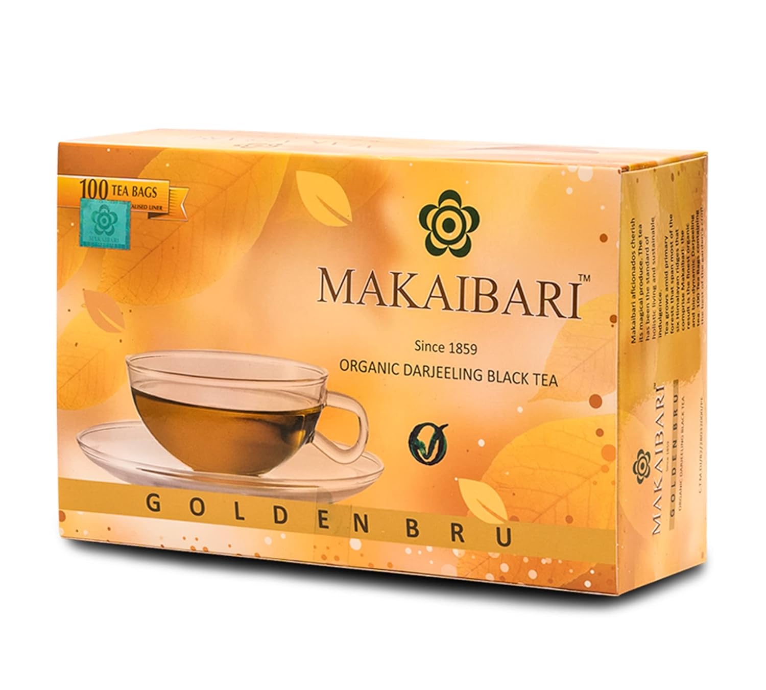 Makaibari Golden Bru Organic Darjeeling Black Tea - 200gm, 7.05 Ounce, 100 Tea Bags | Darjeeling Loose Leaf Black Tea - USDA Organic Certified Tea | Low Caffeine Makaibari Golden Bru Organic Darjeeling Black Tea - 200gm, 7.05 Ounce, 100 Tea Bags | Darjeeling Loose Leaf Black Tea - USDA Organic Certified Tea | Low Caffeine