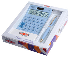 Bambalio Set Of Elegant Calculator & Pen Blue | 12 Digits-large LC Display ,112 Steps Check And Correct | 3 Years Warranty - For Use School, Office, Study, Travel, Daily Use