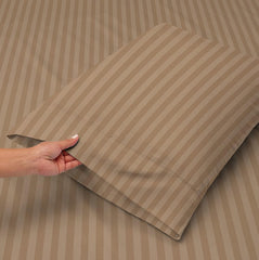 Elastic Fitted Bedsheets With 2 King Size Pillow Covers - Size - 72 X 78 + 10 Inches, Beige | Double Bed With All Around Elastic 220 Thread Count Super Soft