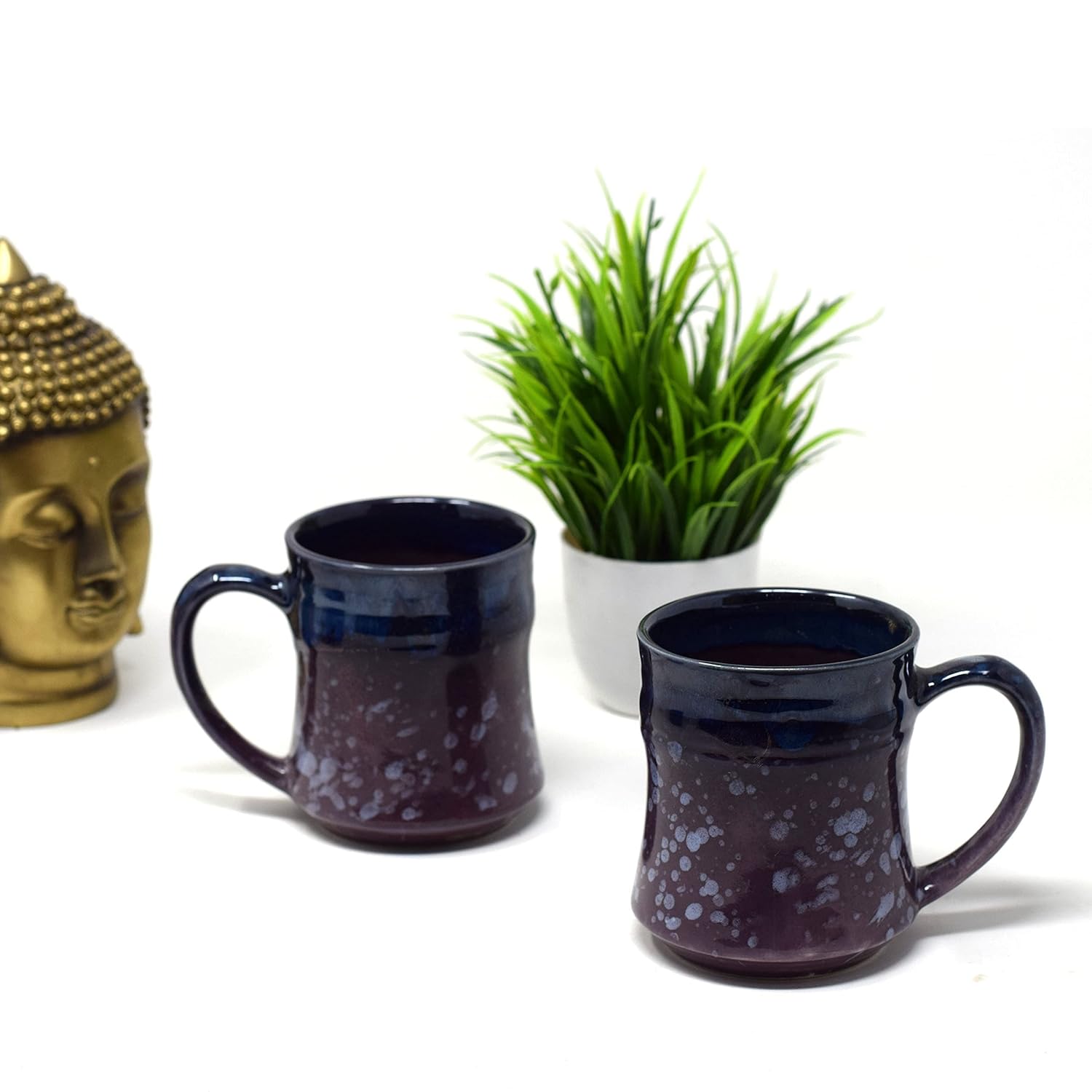 Handcrafted Mauve & Blue Ceramic Coffee Mug Set Of 2 - 300ml Each | Ceramic Mugs For Coffee, Tea, Milk - Microwave Safe & Dishwasher Safe Handcrafted Mauve & Blue Ceramic Coffee Mug Set Of 2 - 300ml Each | Ceramic Mugs For Coffee, Tea, Milk - Microwave Safe & Dishwasher Safe