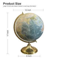 Physical Map Globe 12 Inch For Kids & Student Learning, Home Decor, Office Table, Educational Toy, Gift, Showpiece, For Students Learning, Green, Pack Of 1