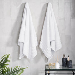 Mytrident Finesse 100% Cotton Bath Towels 1200 Gsm (White) -2 Piece