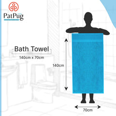 PatPug 100% Indian Ultra Soft Cotton 450 Gsm Bath Towel Large Bath Towel | Highly Absorbent Quick Drying Durable Towel For Men, Women & Kids (Cool Aqua)