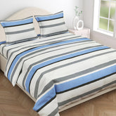 Super King Size Bedsheets With 2 King Size Pillow Covers - 108 X 108 Inches, White & Blue | Perfectly For Gifting In Various Occasions