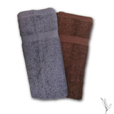 Nive Home Linens 100% Cotton Hand Towel 400 Gsm | Ultra Soft, Thick & Super Absorbent, Quick Dry Hand Towel (Gray & Dark Brown) - 2 Pcs