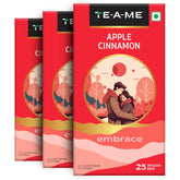 TE-A-ME Embrace Apple Cinnamon Tea - Pack Of 3 X 25 Tea Bags | Boosts Energy, Reduces Fine Lines & Wrinkles - Sugar Free, Caffeine Free | Enjoy Hot Or Cold - Fruit Tea Bags